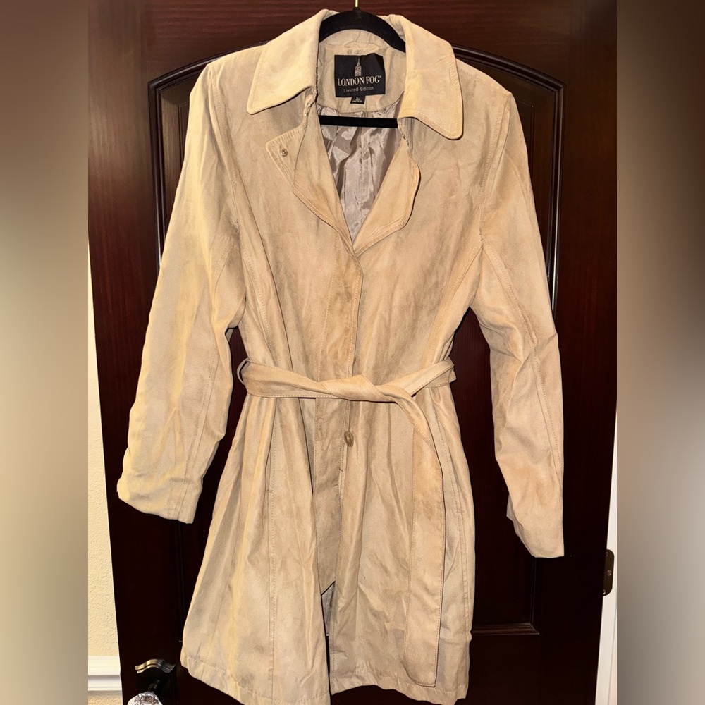 London Fog Women's Beige Suede Trench Coat